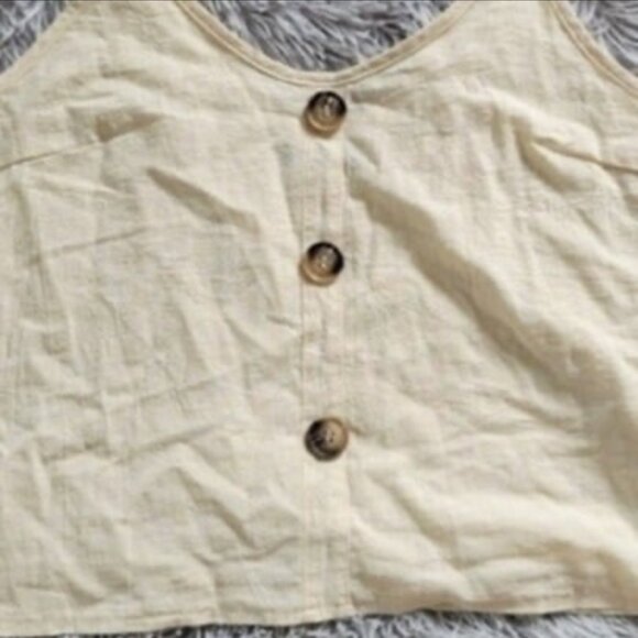 SHEIN Cream White Spaghetti Strap Tank Top with Brown Buttons Women size XL - Picture 2 of 7